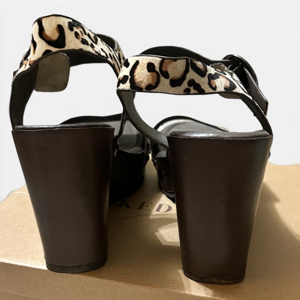 Naked Feet Oro Platform Sandal Bone Leopard Stamped Calf Hair Leather 8.5 - Picture 8 of 9